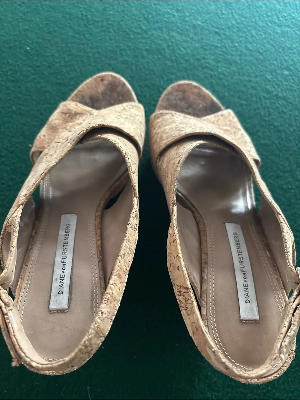 DVF NATURAL CORK Liberty Platform Sandal Sz: 7
